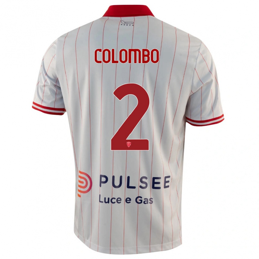 ילדים כדורגל Davide Colombo #2 לבן אדום כחול הרחק ג'רזי 2025/26