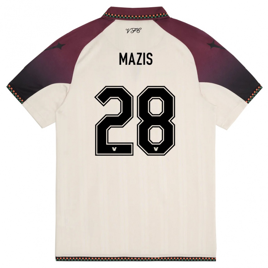 ילדים כדורגל Francesca Mazis #28 קרם בורדו הרחק ג'רזי 2025/26