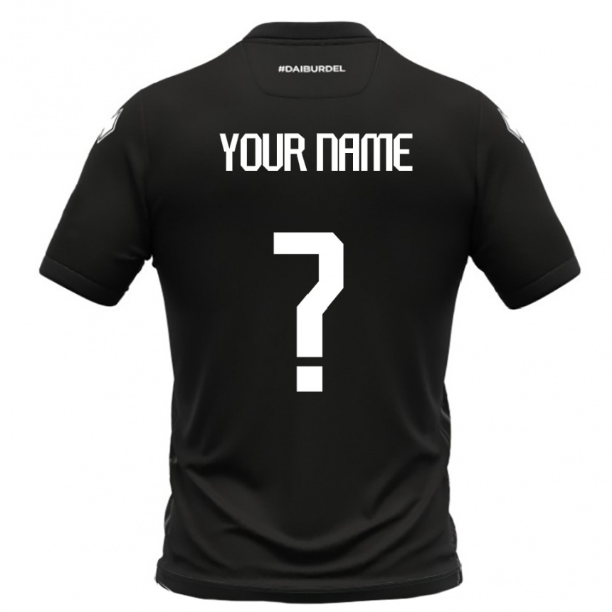 ילדים כדורגל השם שלך #0 שחור לבן הרחק ג'רזי 2025/26
