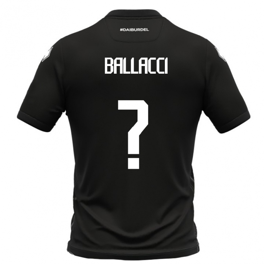 ילדים כדורגל Edoardo Ballacci #0 שחור לבן הרחק ג'רזי 2025/26