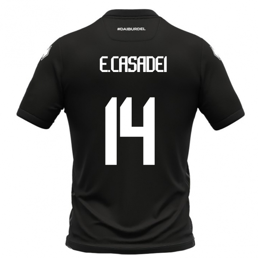 ילדים כדורגל Enea Casadei #14 שחור לבן הרחק ג'רזי 2025/26