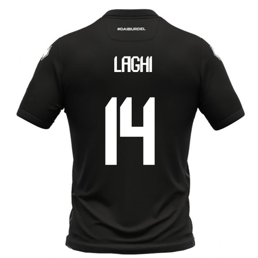 ילדים כדורגל Riccardo Laghi #14 שחור לבן הרחק ג'רזי 2025/26