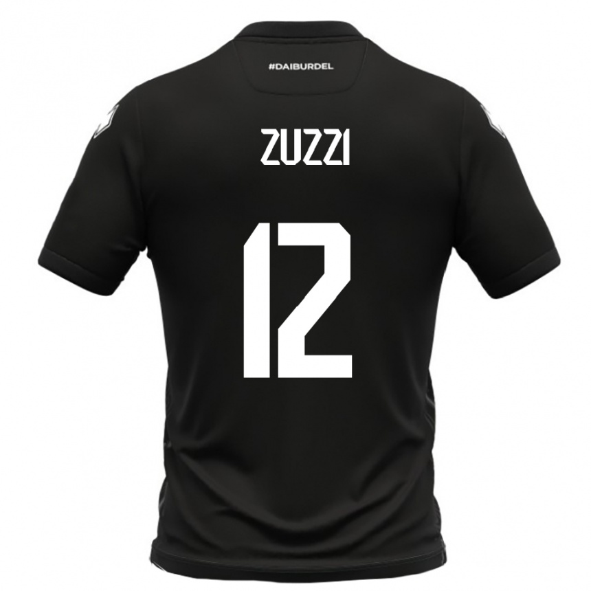 ילדים כדורגל Riccardo Zuzzi #12 שחור לבן הרחק ג'רזי 2025/26