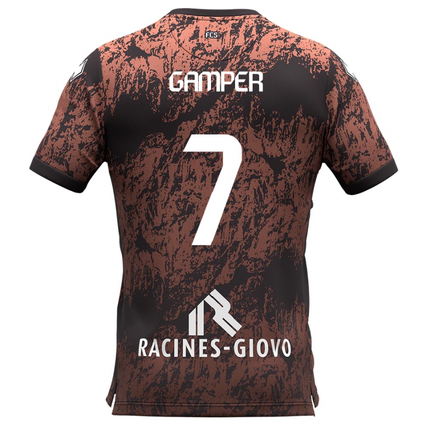 ילדים כדורגל Hannes Gamper #7 חום שחור הרחק ג'רזי 2025/26