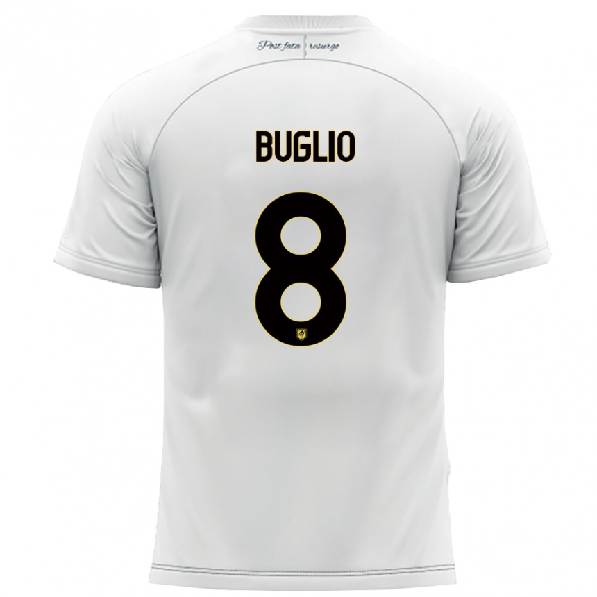 ילדים כדורגל דוידה בוליו #8 לבן צהוב הרחק ג'רזי 2025/26