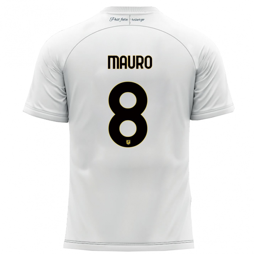 ילדים כדורגל Antonio Mauro #8 לבן צהוב הרחק ג'רזי 2025/26