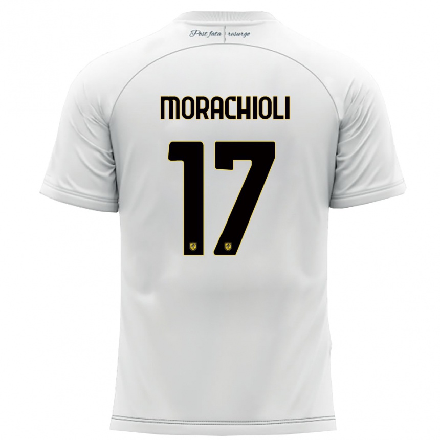 ילדים כדורגל Gregorio Morachioli #17 לבן צהוב הרחק ג'רזי 2025/26