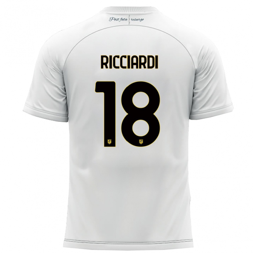 ילדים כדורגל Claudio Ricciardi #18 לבן צהוב הרחק ג'רזי 2025/26