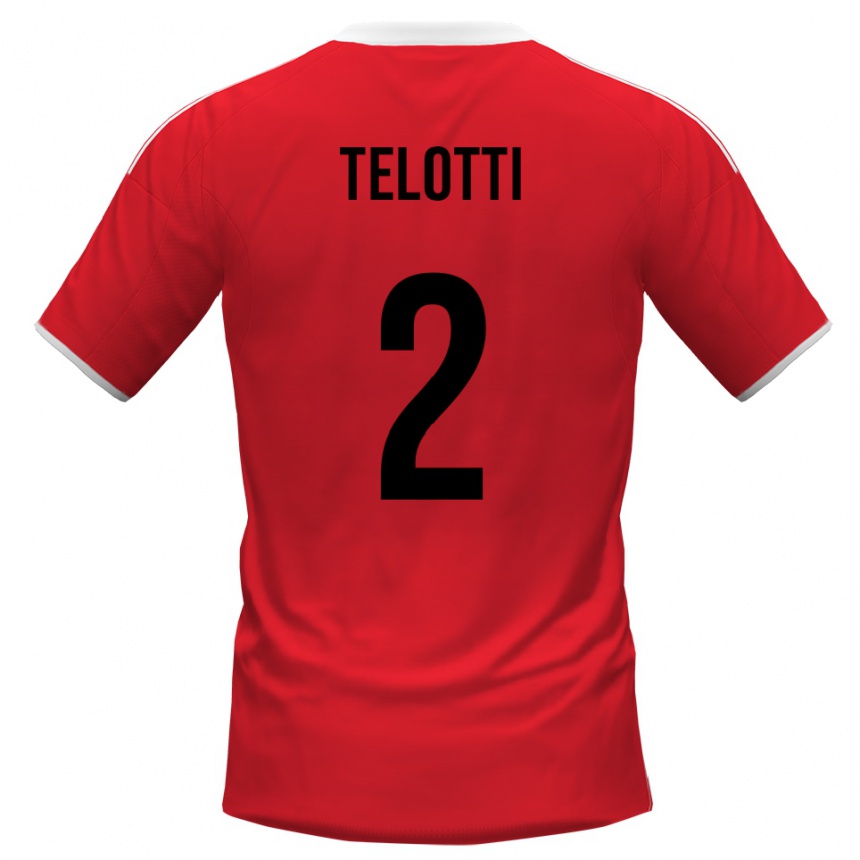 ילדים כדורגל Giacomo Telotti #2 אדום לבן הרחק ג'רזי 2025/26