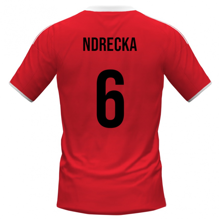 ילדים כדורגל Eros Ndrecka #6 אדום לבן הרחק ג'רזי 2025/26