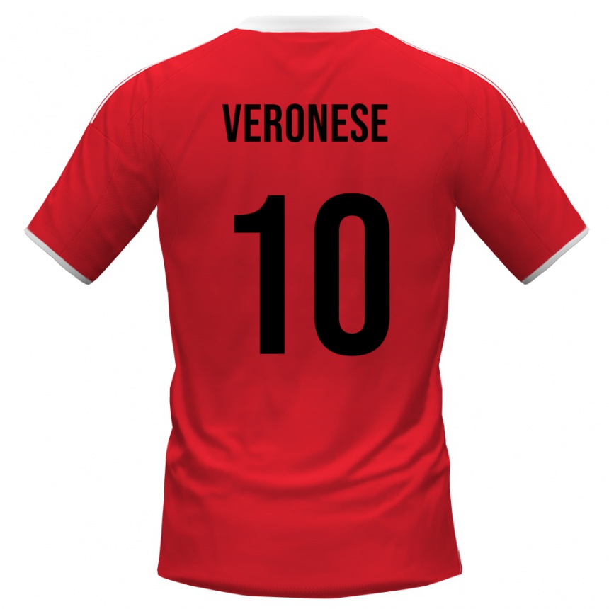 ילדים כדורגל Filippo Veronese #10 אדום לבן הרחק ג'רזי 2025/26