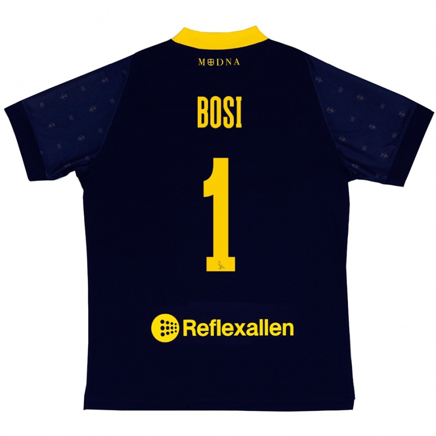 ילדים כדורגל Matteo Bosi #1 כחול נייבי צהוב הרחק ג'רזי 2025/26