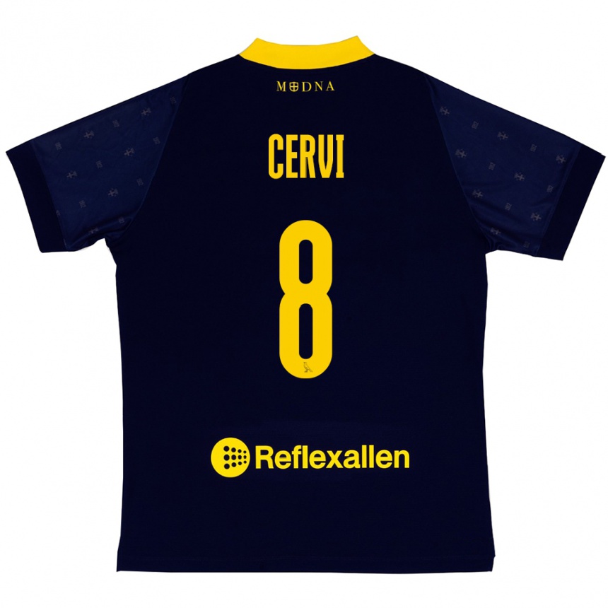 ילדים כדורגל Tommaso Cervi #8 כחול נייבי צהוב הרחק ג'רזי 2025/26