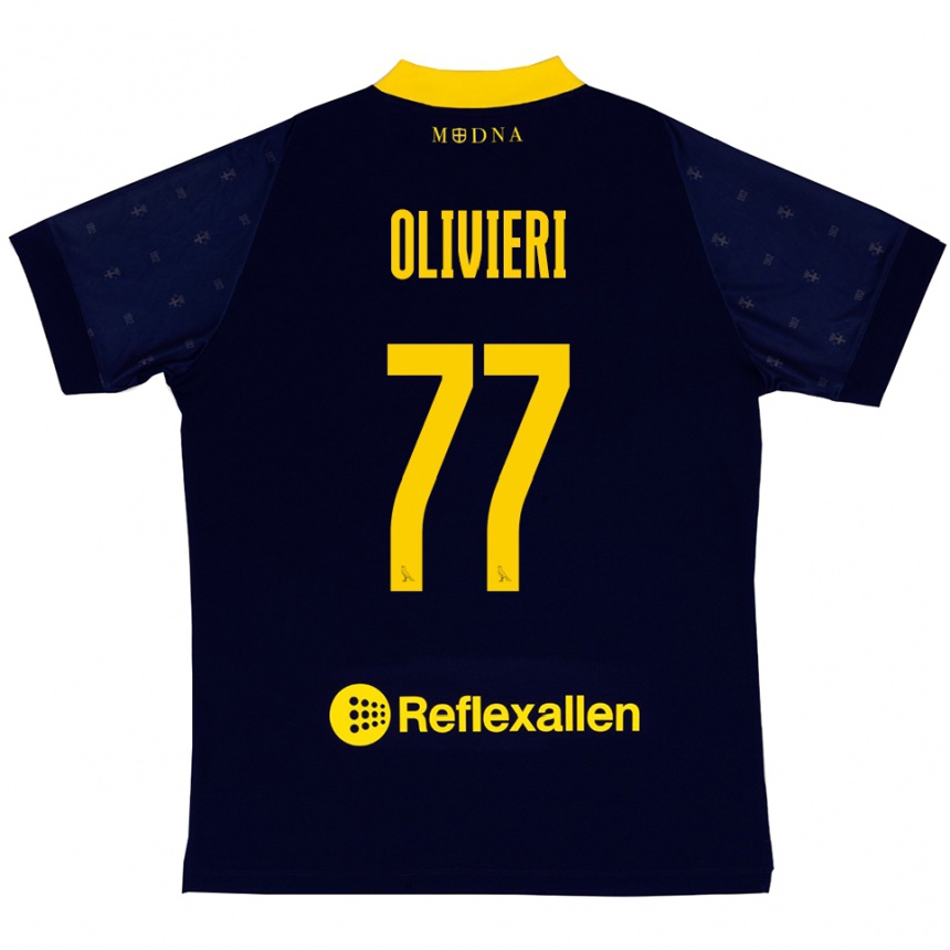 ילדים כדורגל אדוארדו אוליביירי #77 כחול נייבי צהוב הרחק ג'רזי 2025/26