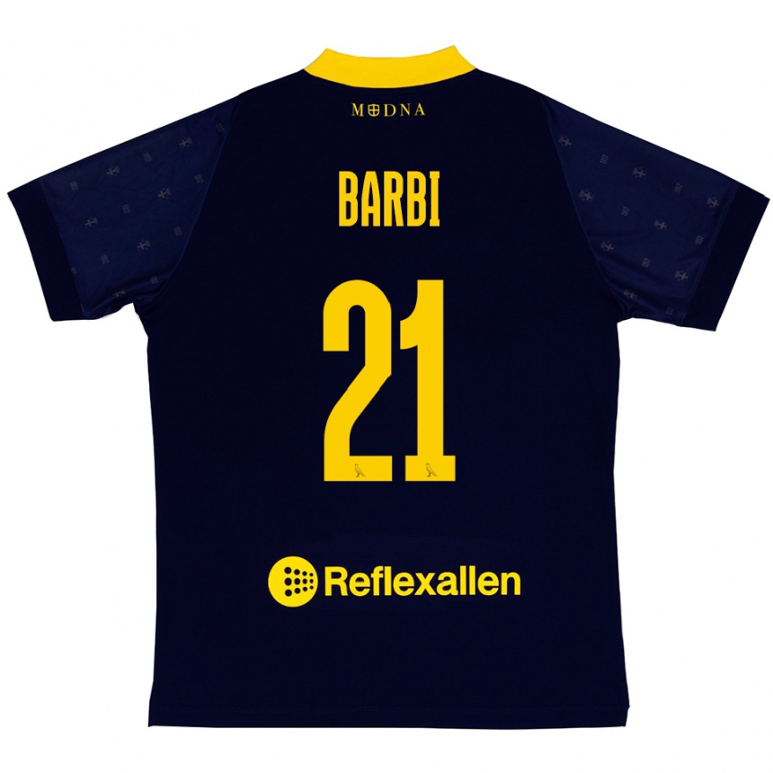 ילדים כדורגל Edoardo Barbi #21 כחול נייבי צהוב הרחק ג'רזי 2025/26