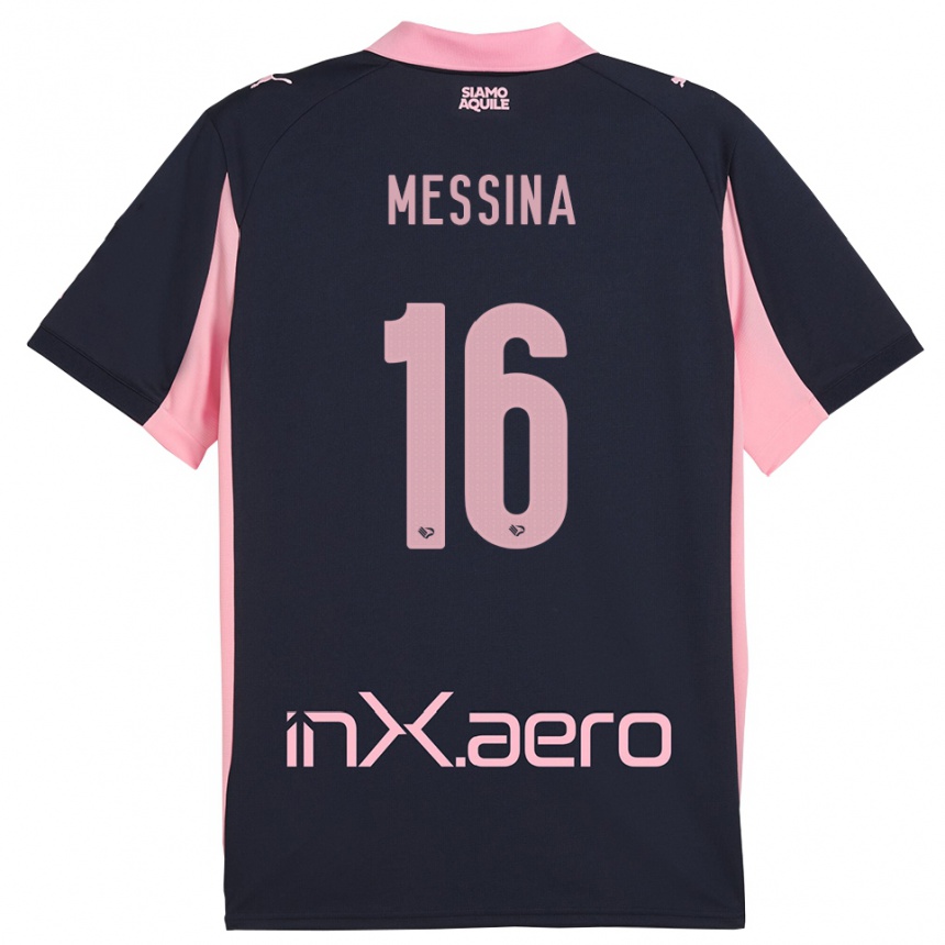 ילדים כדורגל Pietro Messina #16 כחול נייבי ורוד הרחק ג'רזי 2025/26