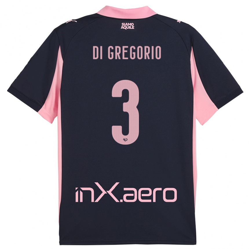 ילדים כדורגל Angelo Di Gregorio #3 כחול נייבי ורוד הרחק ג'רזי 2025/26