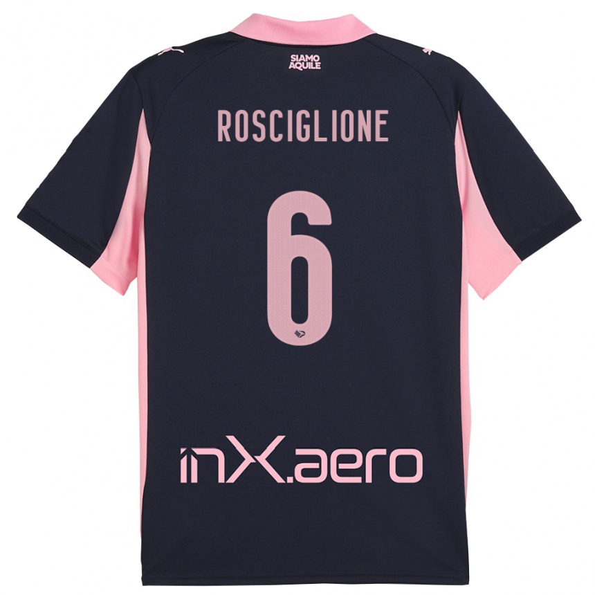 ילדים כדורגל Davide Rosciglione #6 כחול נייבי ורוד הרחק ג'רזי 2025/26