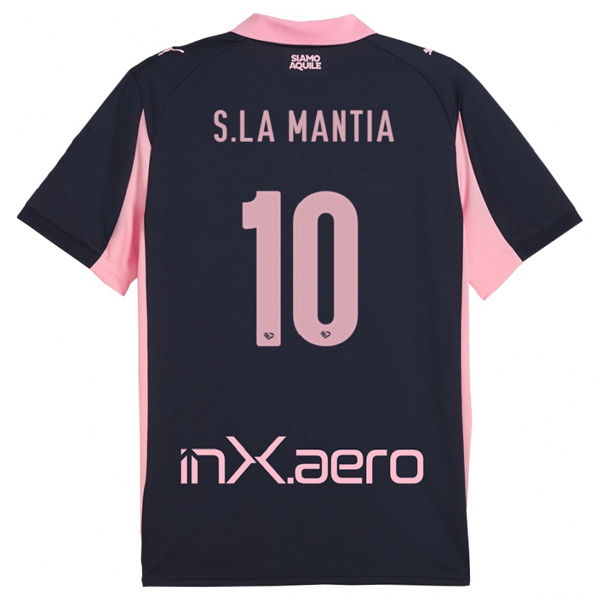 ילדים כדורגל Samuele La Mantia #10 כחול נייבי ורוד הרחק ג'רזי 2025/26