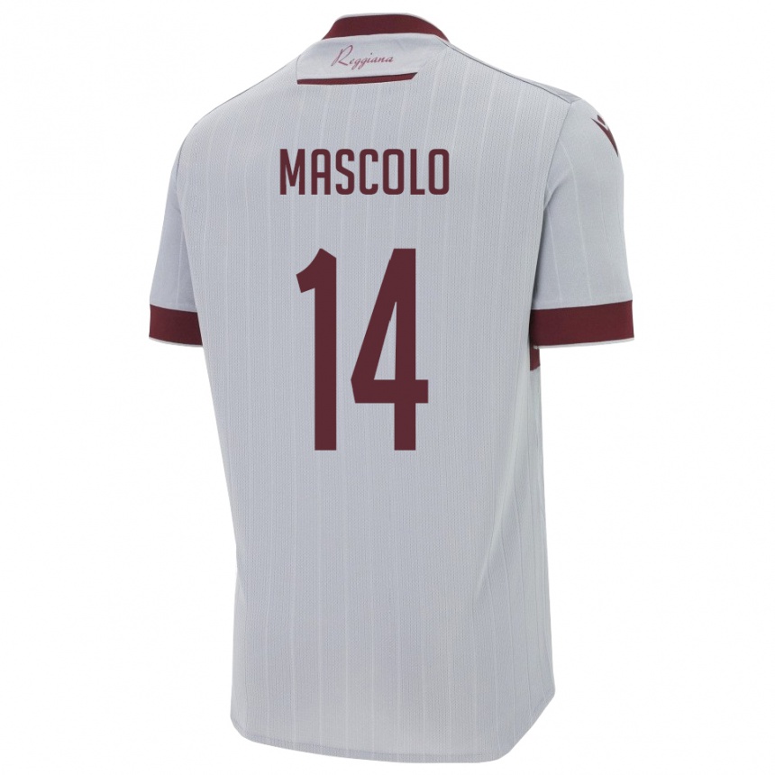 ילדים כדורגל Luca Mascolo #14 בורגונדי לבן הרחק ג'רזי 2025/26