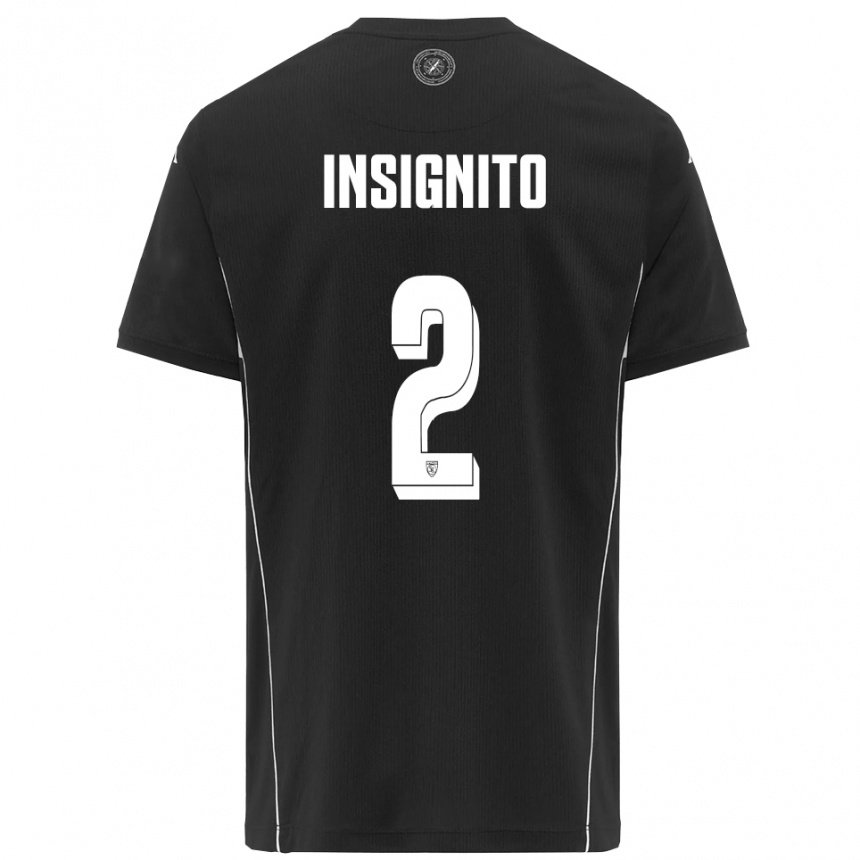 ילדים כדורגל Alessio Insignito #2 שחור לבן הרחק ג'רזי 2025/26