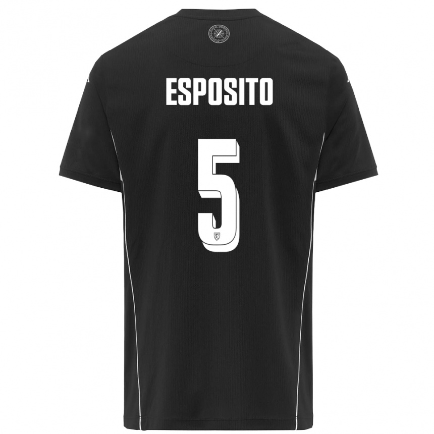 ילדים כדורגל Salvatore Esposito #5 שחור לבן הרחק ג'רזי 2025/26