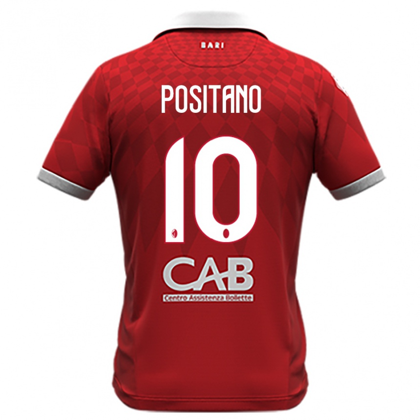 ילדים כדורגל Giuseppe Positano #10 אדום לבן הרחק ג'רזי 2025/26