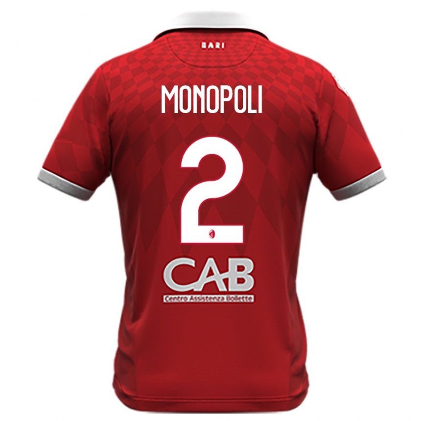 ילדים כדורגל Tommaso Monopoli #2 אדום לבן הרחק ג'רזי 2025/26