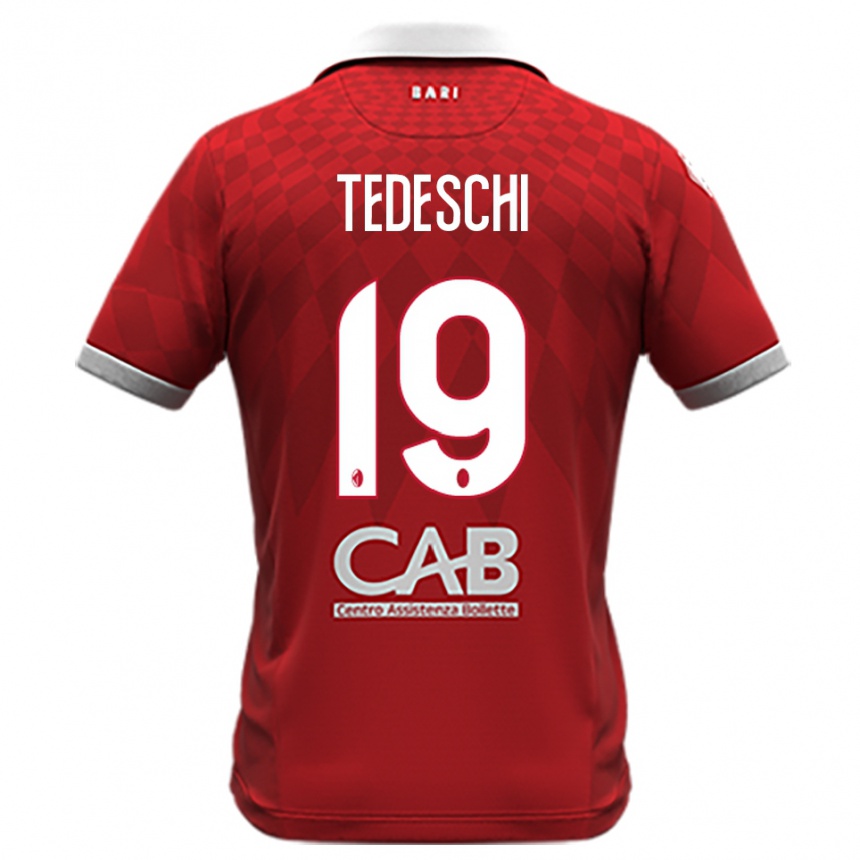 ילדים כדורגל Francesco Tedeschi #19 אדום לבן הרחק ג'רזי 2025/26