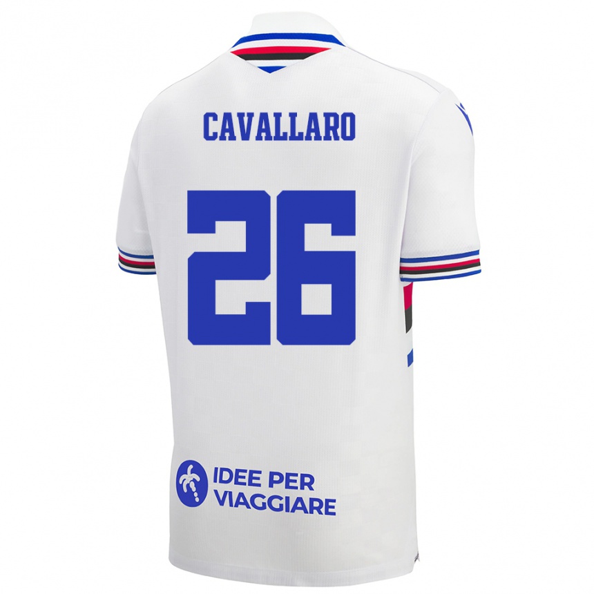 ילדים כדורגל Michele Cavallaro #26 לבן כחול אדום הרחק ג'רזי 2025/26