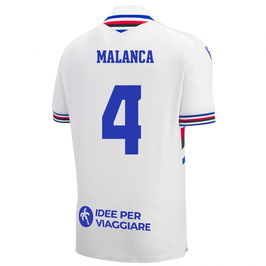 ילדים כדורגל לורנזו מלנקה #4 לבן כחול אדום הרחק ג'רזי 2025/26