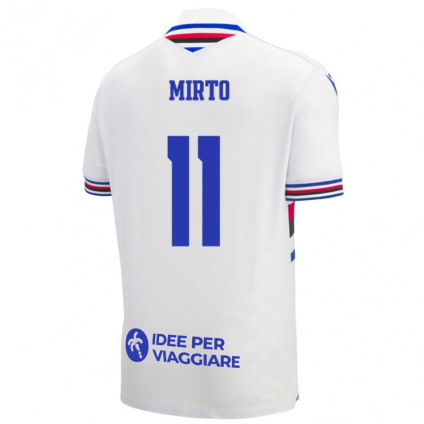 ילדים כדורגל Giovanni Mirto #11 לבן כחול אדום הרחק ג'רזי 2025/26