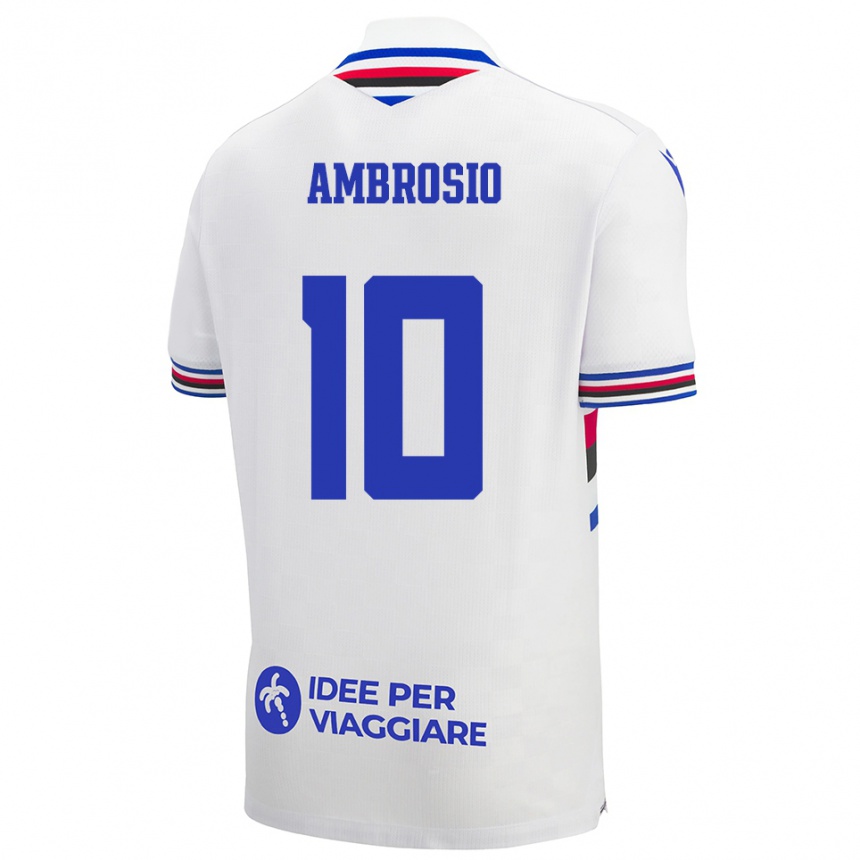 ילדים כדורגל Alfonso Ambrosio #10 לבן כחול אדום הרחק ג'רזי 2025/26