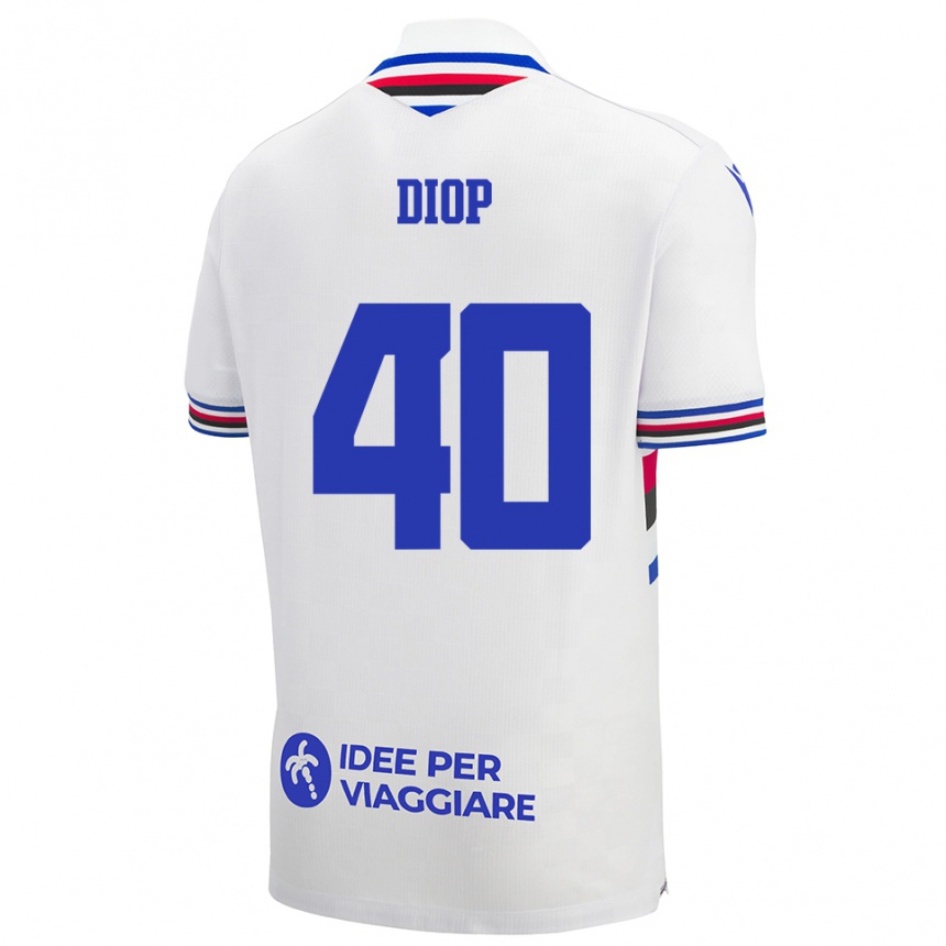 ילדים כדורגל Karim Diop #40 לבן כחול אדום הרחק ג'רזי 2025/26