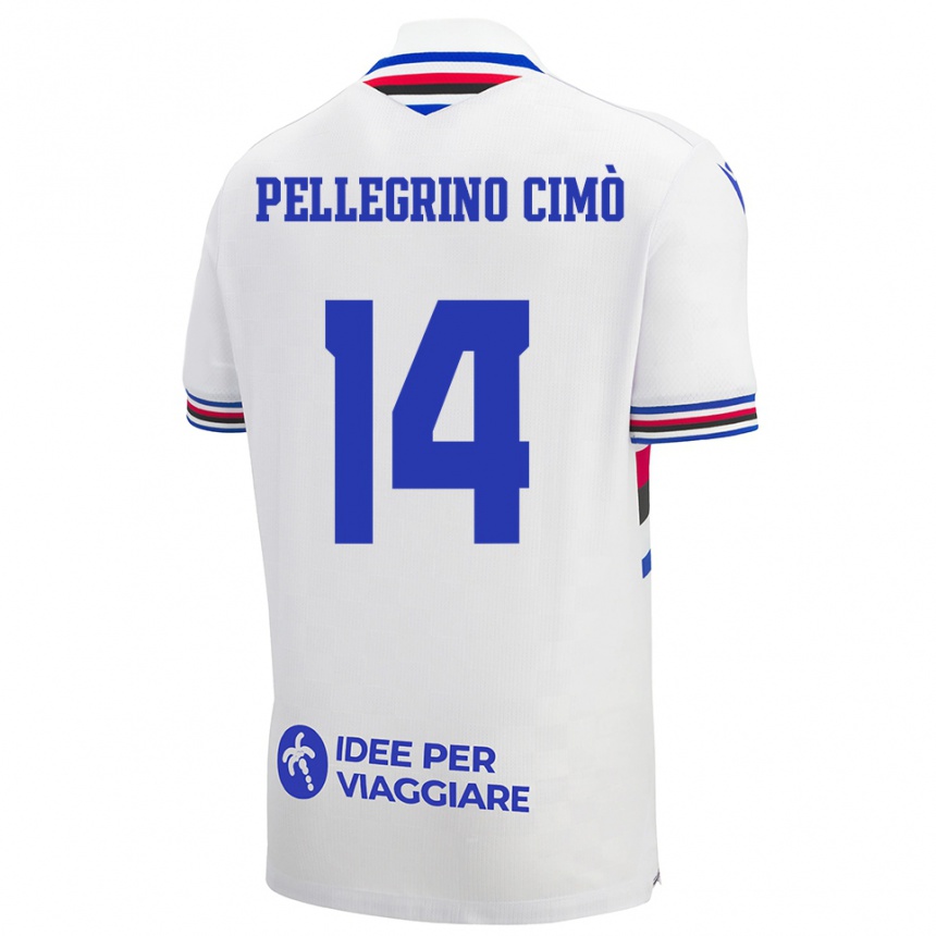 ילדים כדורגל Giada Pellegrino Cimò #14 לבן כחול אדום הרחק ג'רזי 2025/26