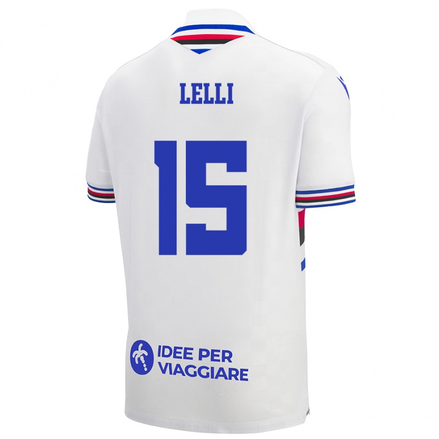 ילדים כדורגל Gabriele Lelli #15 לבן כחול אדום הרחק ג'רזי 2025/26