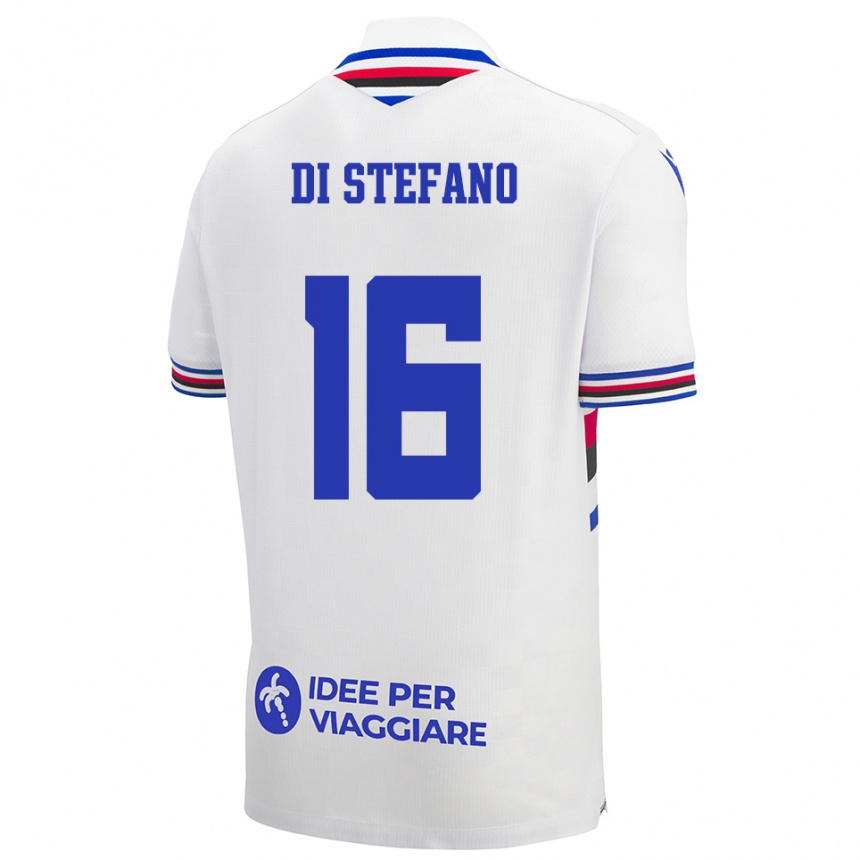 ילדים כדורגל לורנצו די סטפנו #16 לבן כחול אדום הרחק ג'רזי 2025/26