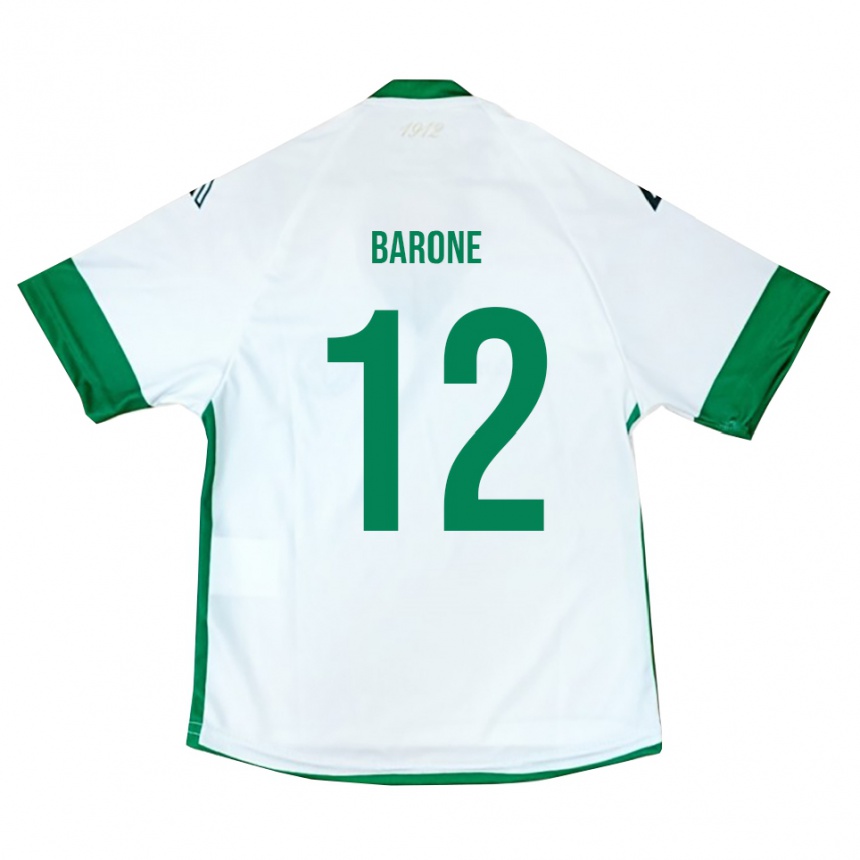 ילדים כדורגל Filippo Barone #12 לבן ירוק כחול הרחק ג'רזי 2025/26