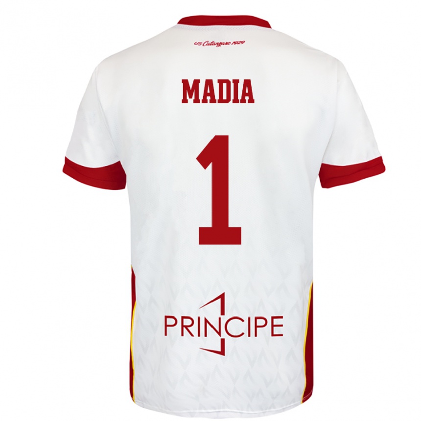 ילדים כדורגל Lorenzo Madia #1 לבן אדום הרחק ג'רזי 2025/26
