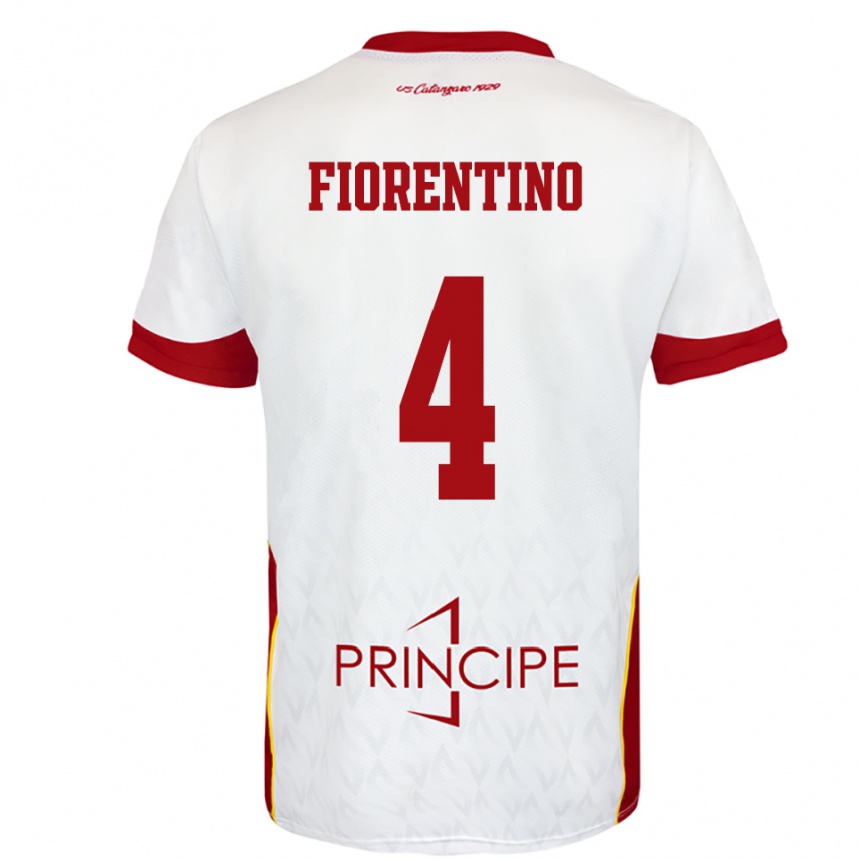 ילדים כדורגל Carlo Fiorentino #4 לבן אדום הרחק ג'רזי 2025/26