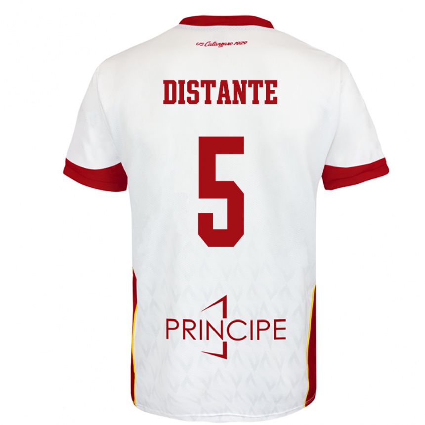 ילדים כדורגל Marco Distante #5 לבן אדום הרחק ג'רזי 2025/26