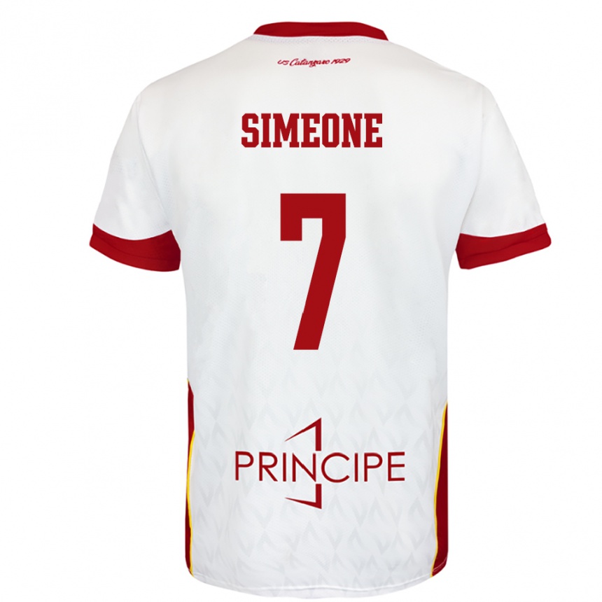 ילדים כדורגל Mattia Simeone #7 לבן אדום הרחק ג'רזי 2025/26