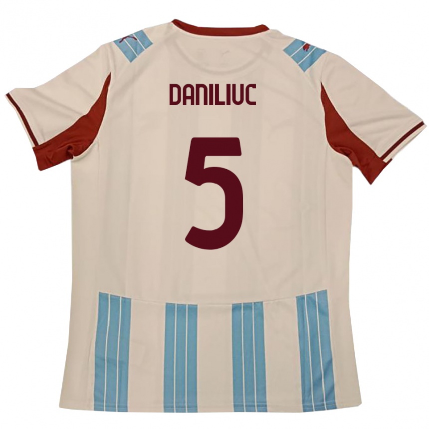 ילדים כדורגל פלביוס דניליוק #5 תכלת לבן הרחק ג'רזי 2025/26