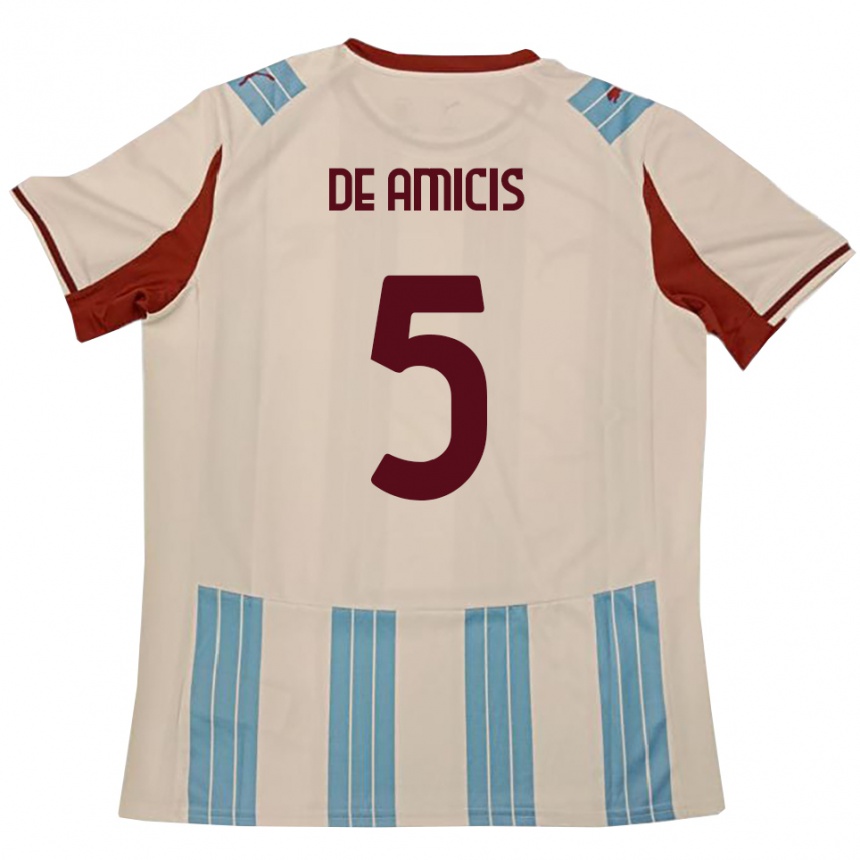 ילדים כדורגל Christian De Amicis #5 תכלת לבן הרחק ג'רזי 2025/26