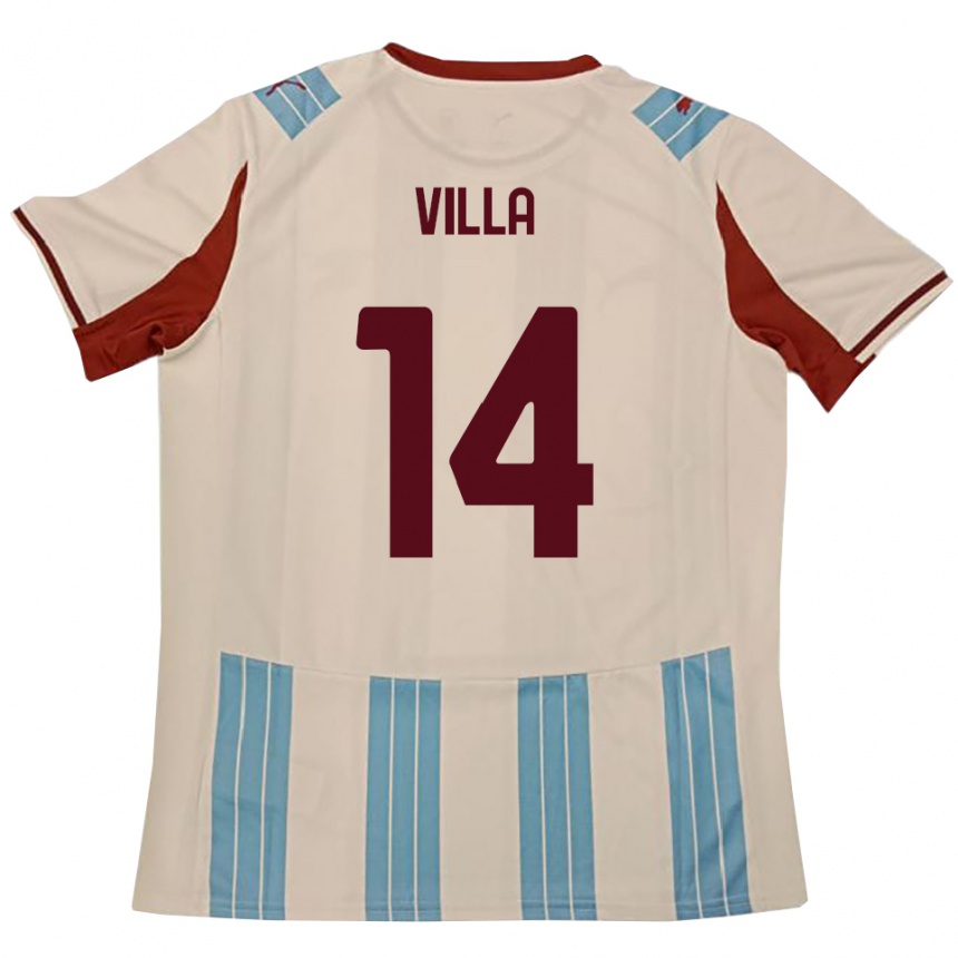 ילדים כדורגל לוקה וייה #14 תכלת לבן הרחק ג'רזי 2025/26