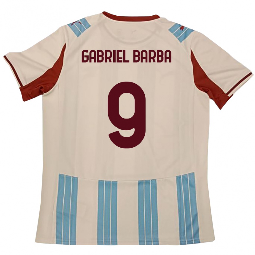 ילדים כדורגל Luigi Gabriel Barba #9 תכלת לבן הרחק ג'רזי 2025/26