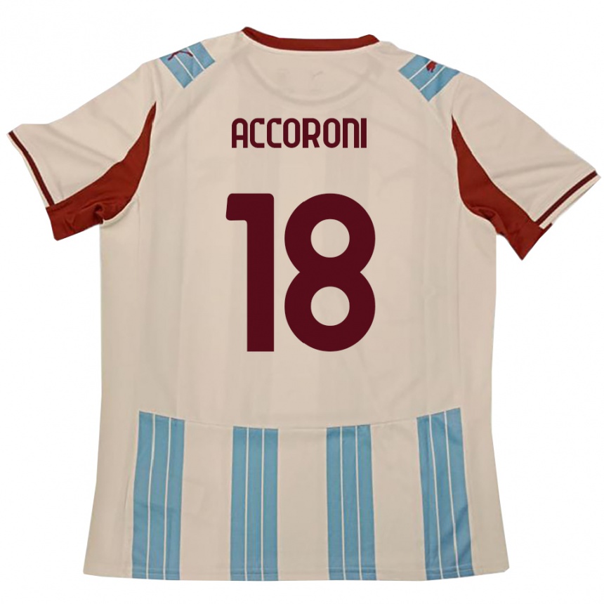 ילדים כדורגל Nicolas Accoroni #18 תכלת לבן הרחק ג'רזי 2025/26