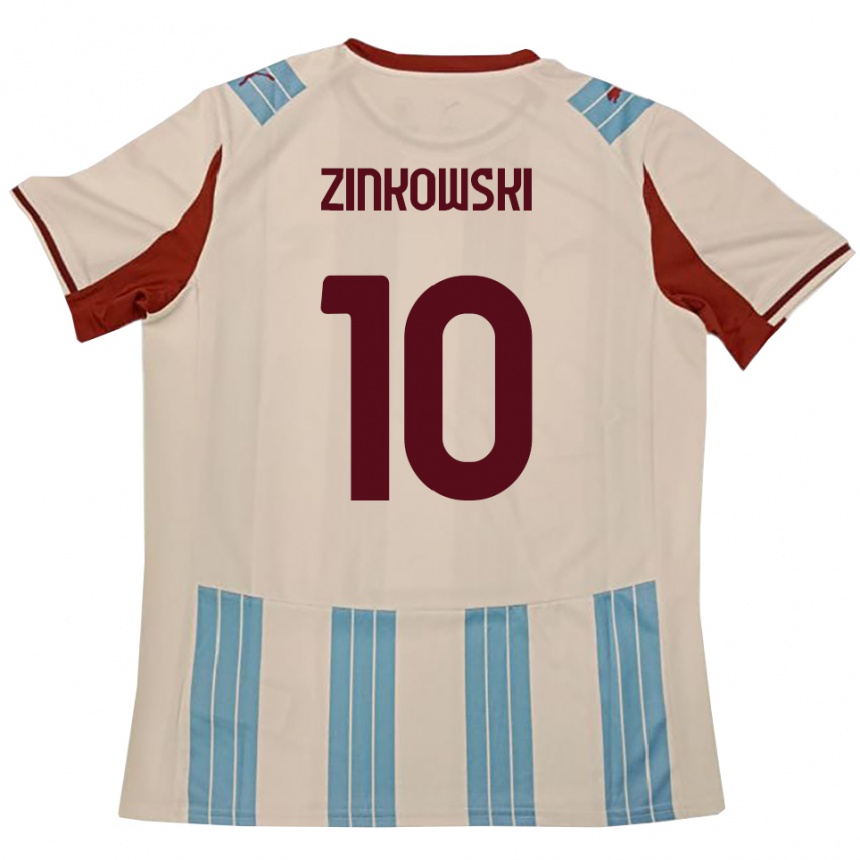 ילדים כדורגל Igor Zinkowski #10 תכלת לבן הרחק ג'רזי 2025/26