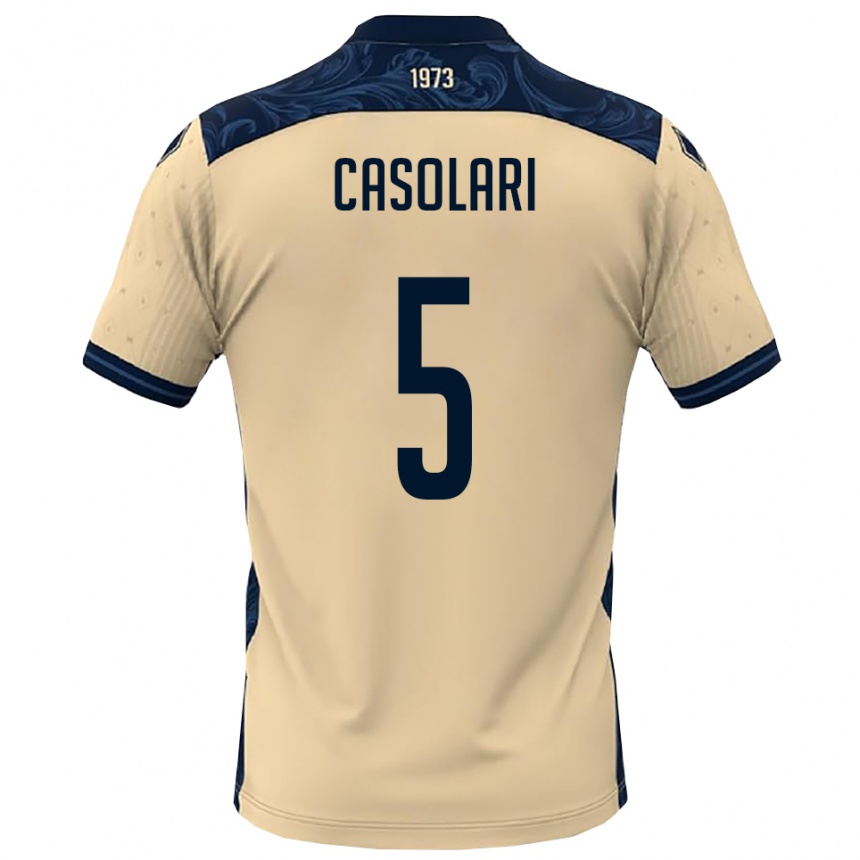 ילדים כדורגל Federico Casolari #5 לבן כחול נייבי הרחק ג'רזי 2025/26