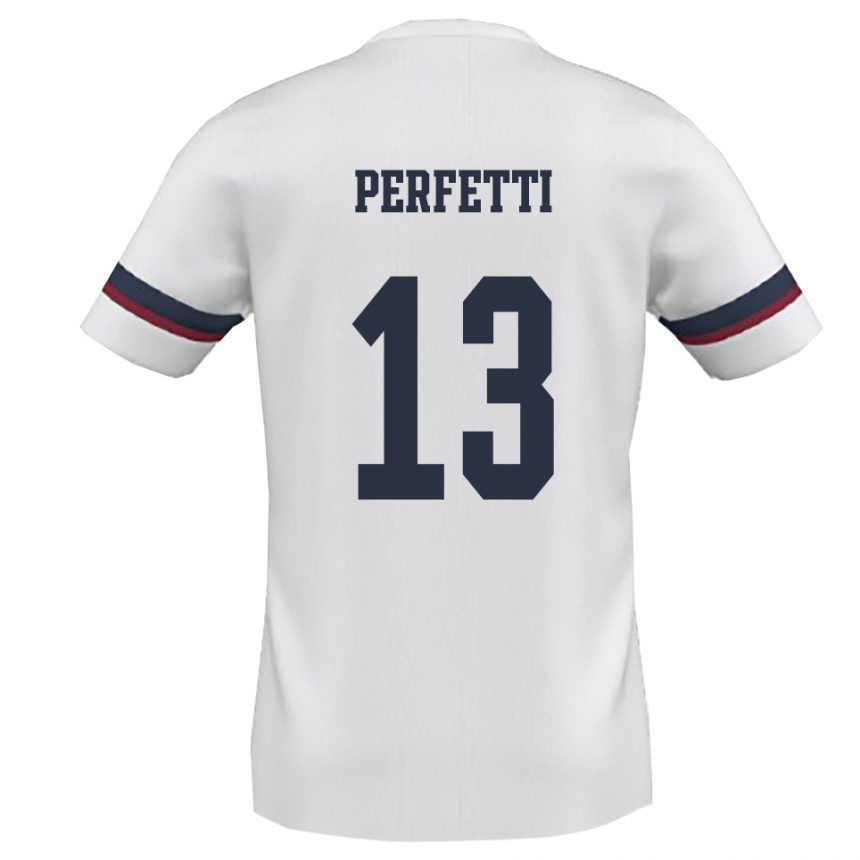 ילדים כדורגל Daniel Perfetti #13 לבן אדום הרחק ג'רזי 2025/26